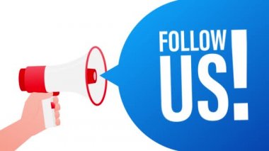 Mavi megafon pankartımızı düz bir şekilde takip edin. Hareket grafikleri.