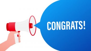 Tebrikler hareketli grafiklerle el ele megafon..