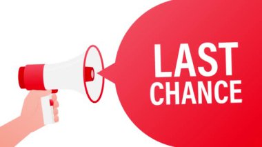 Beyaz arka planda 3 boyutlu kırmızı afiş için son şans. Hareket grafikleri.