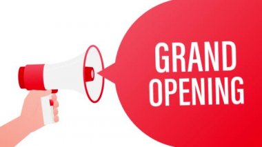 Büyük açılışta el ele megafon. Hareket grafikleri.