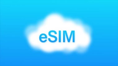 Dijital e-sim çip dijital çip. Modern bir ikon. Beyaz arka plan. Hareket grafikleri.