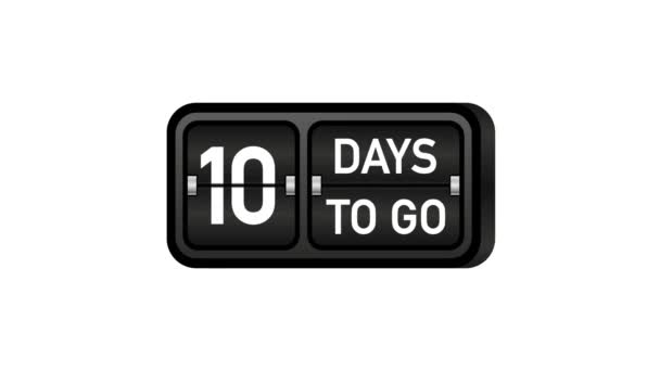 Ten days to go clock, darck emblem banner. Motion graphics. — Stock Video