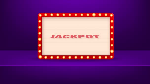 Retro-Cartoon-Jackpot-Konzept vor dunklem Hintergrund. Abstraktes Symbol. Geschäftskonzept. Bannerwerbung. Bewegungsgrafik. — Stockvideo