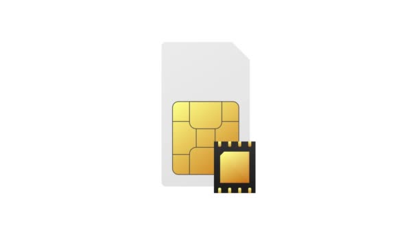 Digital e sim chip motherboard digital chip. Modern icon. White background. Motion graphics. — Stock Video