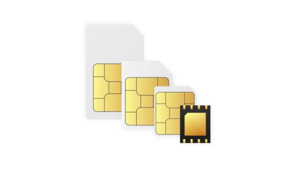 Digitaler E-SIM-Chip Motherboard Digitalchip. Moderne Ikone. Weißer Hintergrund. Bewegungsgrafik. — Stockvideo