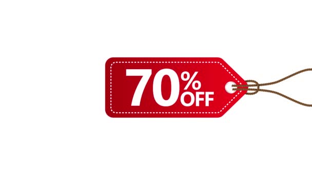 Trendy flat advertising with 70 percent off red discount flat badge for promo design. Poster badge. Business design. Motion graphics. — Stock Video