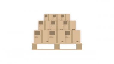 Teslimat kutusu taşıma simgesi beyaz arka planda. Hareket grafikleri.