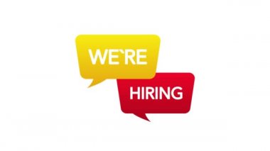 Beyaz arka planda baloncuklu mesaj pankartı kiralıyoruz. Sarı ve kırmızı. Hareket grafikleri.