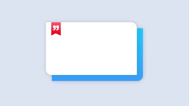 Citação retângulo isolado no fundo estilo de design de material. Gráficos de movimento. — Vídeo de Stock
