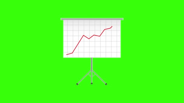 Projector screen with business chart graph. Roll up. Motion graphics. — Stock Video