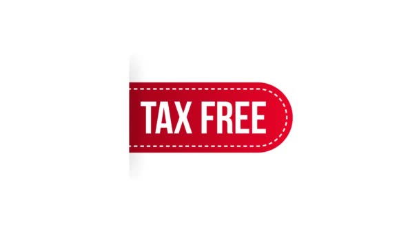 Красная этикетка tax free на белом фоне. Графика движения. — стоковое видео