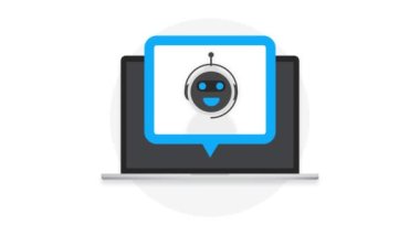 Chatbot simgesi konsepti, sohbet robotu ya da geveze robot. Web sitesinin ya da mobil uygulamaların robot sanal yardımı. Hareket grafikleri.