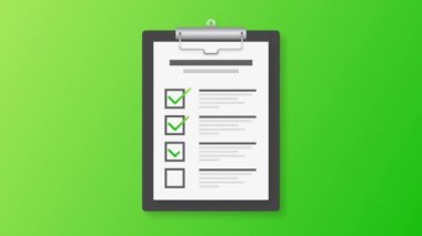 Liste simgesi olan pano. Web için kontrol listesi simgesi. Hareket grafikleri.