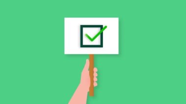 Pankart el işaretini kontrol et, her şey için harika bir tasarım. Hareket grafikleri. Web tasarımı.