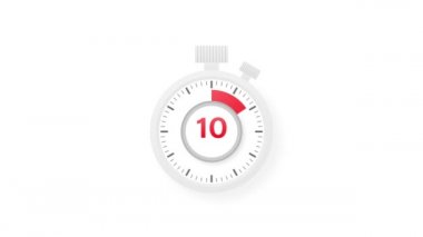 10 dakikalık zamanlayıcı. Stopwatch simgesi düz stil. Hareket grafikleri.