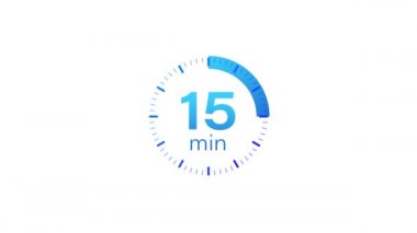 15 dakikalık zamanlayıcı. Stopwatch simgesi düz stil. Hareket grafikleri.