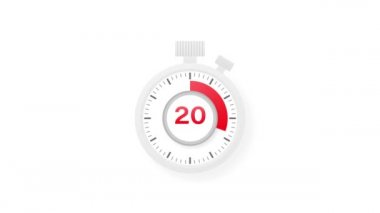 20 dakikalık zamanlayıcı. Stopwatch simgesi düz stil. Hareket grafikleri.