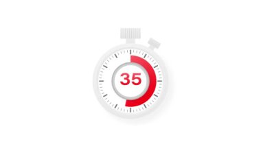 35 dakikalık zamanlayıcı. Stopwatch simgesi düz stil. Hareket grafikleri.