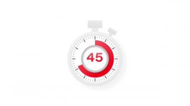 45 dakikalık zamanlayıcı. Stopwatch simgesi düz stil. Hareket grafikleri.