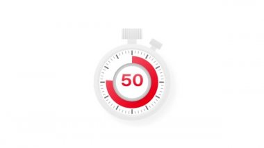 50 dakikalık zamanlayıcı. Stopwatch simgesi düz stil. Hareket grafikleri.