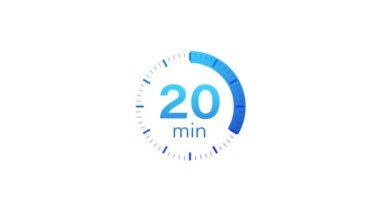 20 dakikalık zamanlayıcı. Stopwatch simgesi düz stil. Hareket grafikleri.