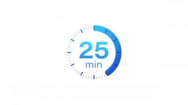 25 dakikalık zamanlayıcı. Stopwatch simgesi düz stil. Hareket grafikleri.