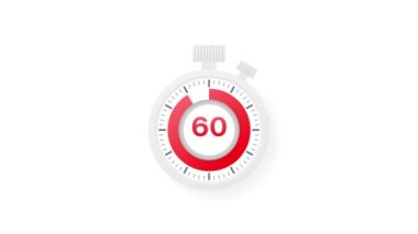 60 dakikalık zamanlayıcı. Stopwatch simgesi düz stil. Hareket grafikleri.