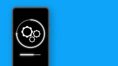 Veri güncellemesi ya da bar süreci ile eşzamanla. Laptop ve akıllı telefondan güncelleme. Hareket grafikleri.