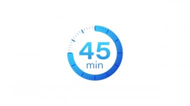 45 dakikalık zamanlayıcı. Stopwatch simgesi düz stil. Hareket grafikleri.