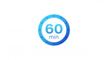 60 dakikalık zamanlayıcı. Stopwatch simgesi düz stil. Hareket grafikleri.