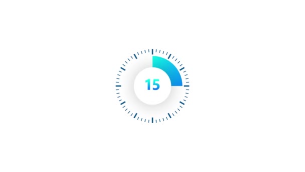 The 15 minutes timer. Stopwatch icon in flat style. Illustration. — Stock Video