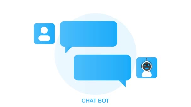 Concepção de ícone de chatbot, chat bot ou chatterbot. Robô Assistência Virtual de Website ou Aplicações Móveis. Gráficos de movimento. — Vídeo de Stock