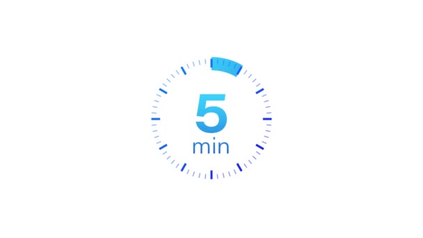 The 5 minutes timer. Stopwatch icon in flat style. Motion graphics. — Stock Video