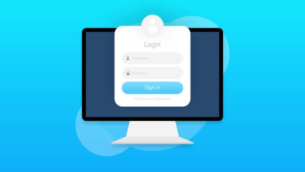 Login formulier icoon. Login formulier pagina op laptop. Bewegingsgrafiek. — Stockvideo