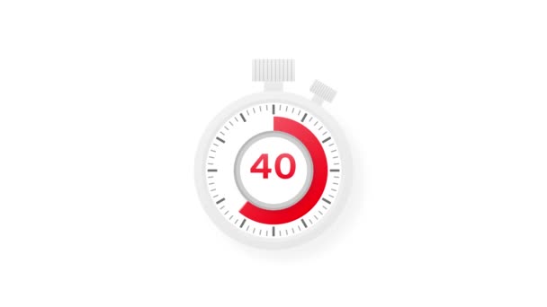 Der 40-Minuten-Timer. Stoppuhr-Symbol im flachen Stil. Bewegungsgrafik. — Stockvideo