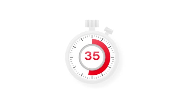 Der 35-Minuten-Timer. Stoppuhr-Symbol im flachen Stil. Bewegungsgrafik. — Stockvideo
