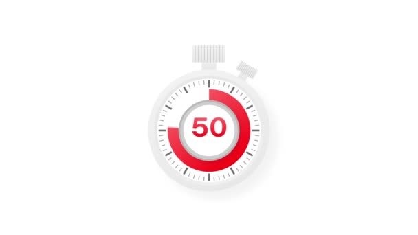 Il timer dei 50 minuti. Icona del cronometro in stile piatto. Grafica del movimento. — Video Stock