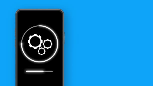 Daten aktualisieren oder mit dem Balkenprozess synchronisieren. Update auf Laptop und Smartphone. Bewegungsgrafik. — Stockvideo