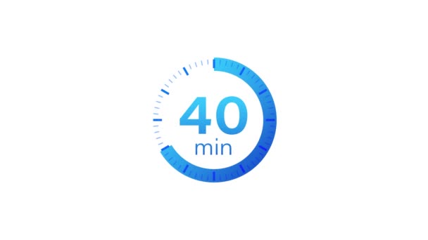 El temporizador de 40 minutos. Icono de cronómetro en estilo plano. Gráficos en movimiento. — Vídeos de Stock