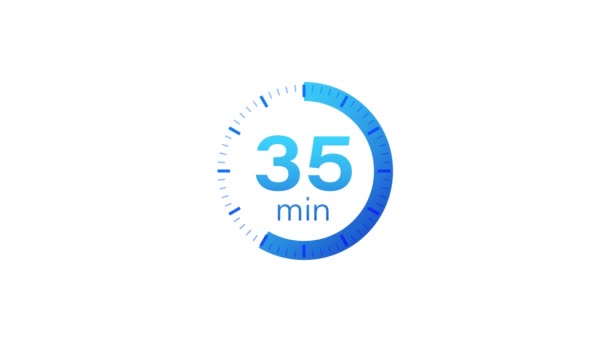 Il timer dei 35 minuti. Icona del cronometro in stile piatto. Grafica del movimento. — Video Stock