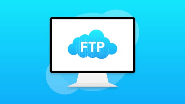 Plochý webový banner s ftp. Aplikační rozhraní. Technologický koncept. Pohybová grafika. — Stock video