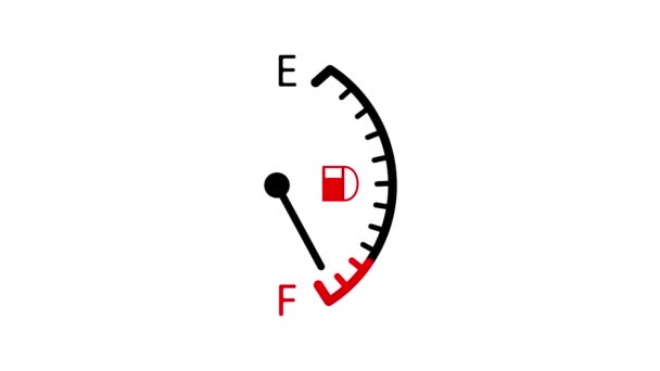 Calibre de combustível. Tanque cheio. Design plano. Gráficos de movimento. — Vídeo de Stock