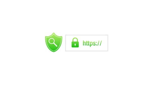 Bezpieczny link zielony system wyszukiwania na białym tle. Grafika ruchowa. — Wideo stockowe
