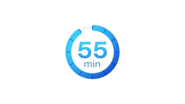 The 55 minutes timer. Stopwatch icon in flat style. Motion graphics. — Stock Video