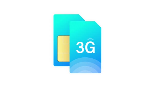 Tarjeta SIM 3G. Fondo de tecnología 3G. Gráficos en movimiento. — Vídeos de Stock