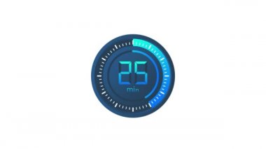 25 dakikalık zamanlayıcı. Stopwatch simgesi düz stil. Hareket grafikleri.