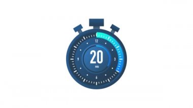 20 dakikalık zamanlayıcı. Stopwatch simgesi düz stil. Hareket grafikleri.