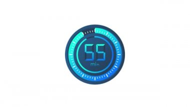 55 dakikalık zamanlayıcı. Stopwatch simgesi düz stil. Hareket grafikleri.