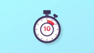 10 dakikalık zamanlayıcı. Stopwatch simgesi düz stil. Hareket grafikleri.