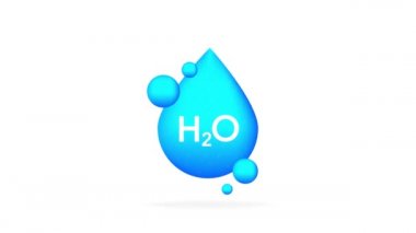 H2O gerçekçi mavi bir damla su. Web tasarımı. Hareket grafikleri.